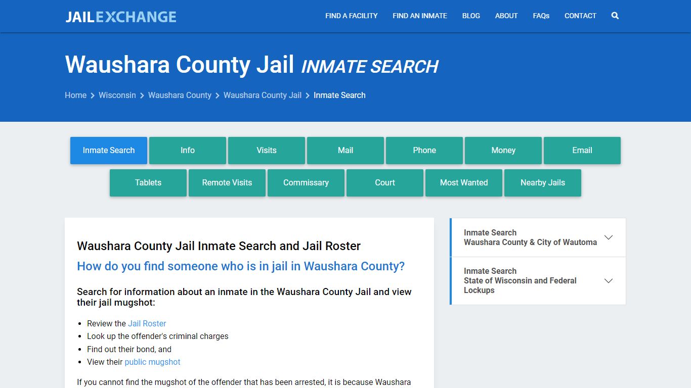 Inmate Search: Roster & Mugshots - Waushara County Jail, WI